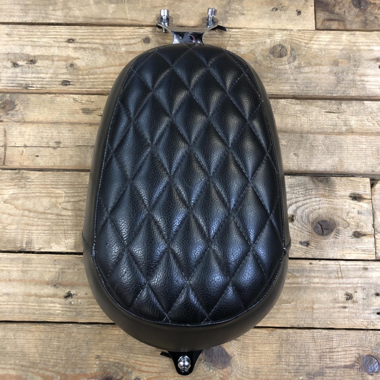 Indian Scout pillion seat with custom cover - black